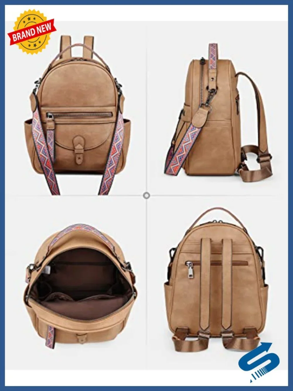Mini Vegan Leather Backpack Purse for Women, Fits iPad, Waterproof, Adjustable